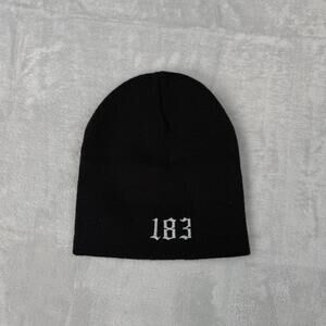 Universal 183 Embroidery Beanie Made In Canada One Size Black Knit Winter Y2K